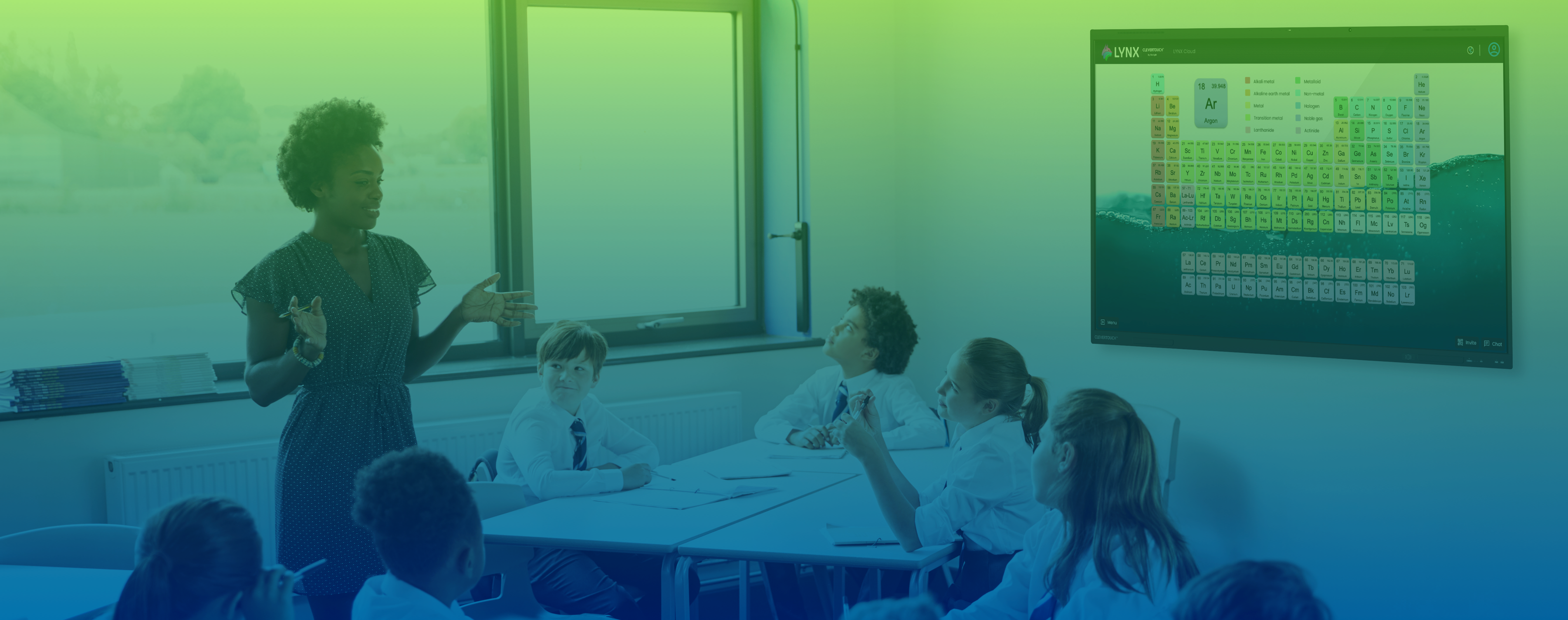 Students collaborating with classroom technology
